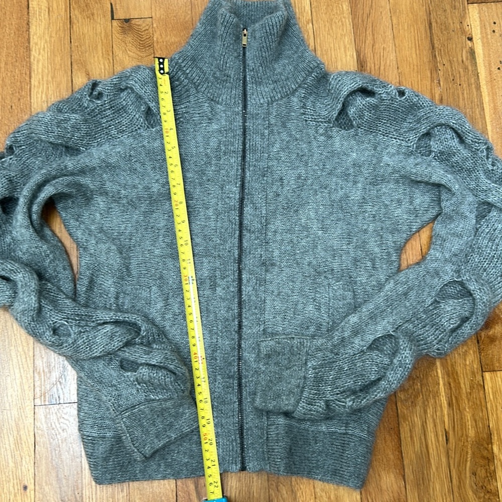Maison Martin Margiela MM6 Zip Up Cardigan Gray Sleeve Cutouts NWT Size Small - Picture 6 of 7